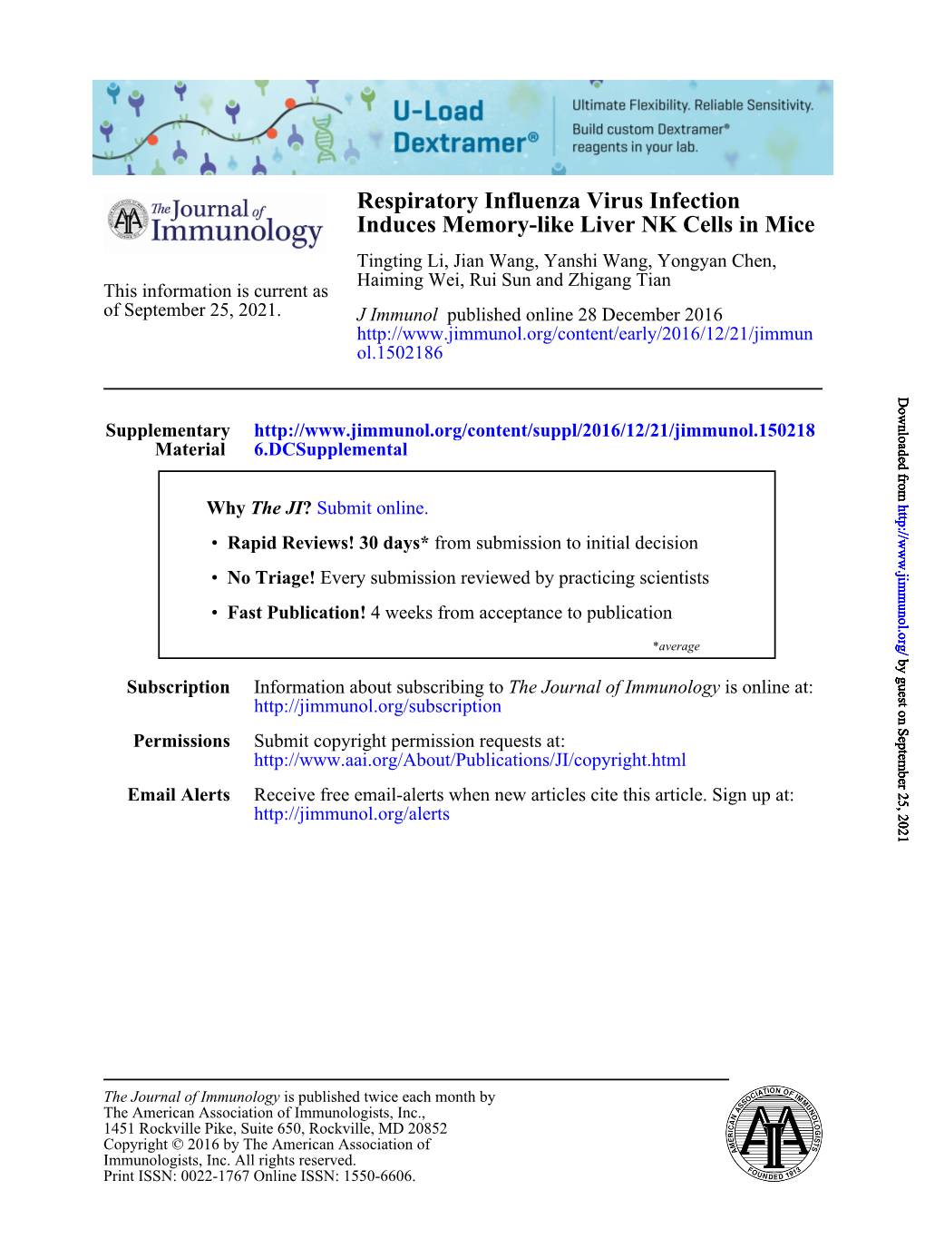 Respiratory Influenza Virus Infection Induces Memory-Like Liver NK Cells