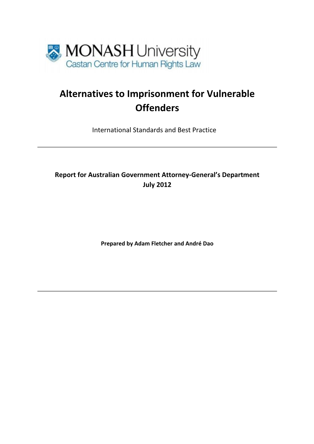 Alternatives to Imprisonment for Vulnerable Offenders
