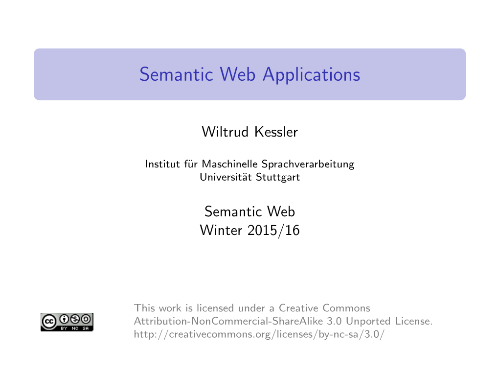 Semantic Web Applications