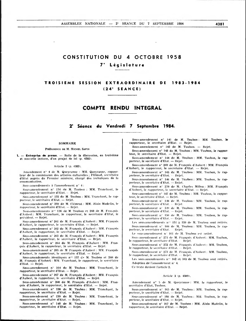 Deuxième Séance Ou Un Groupement De Droit Ou De Fait De Personnes Physiques Publique : Ou Morales; Suite De L'ordre Du Jour De La Première Séance