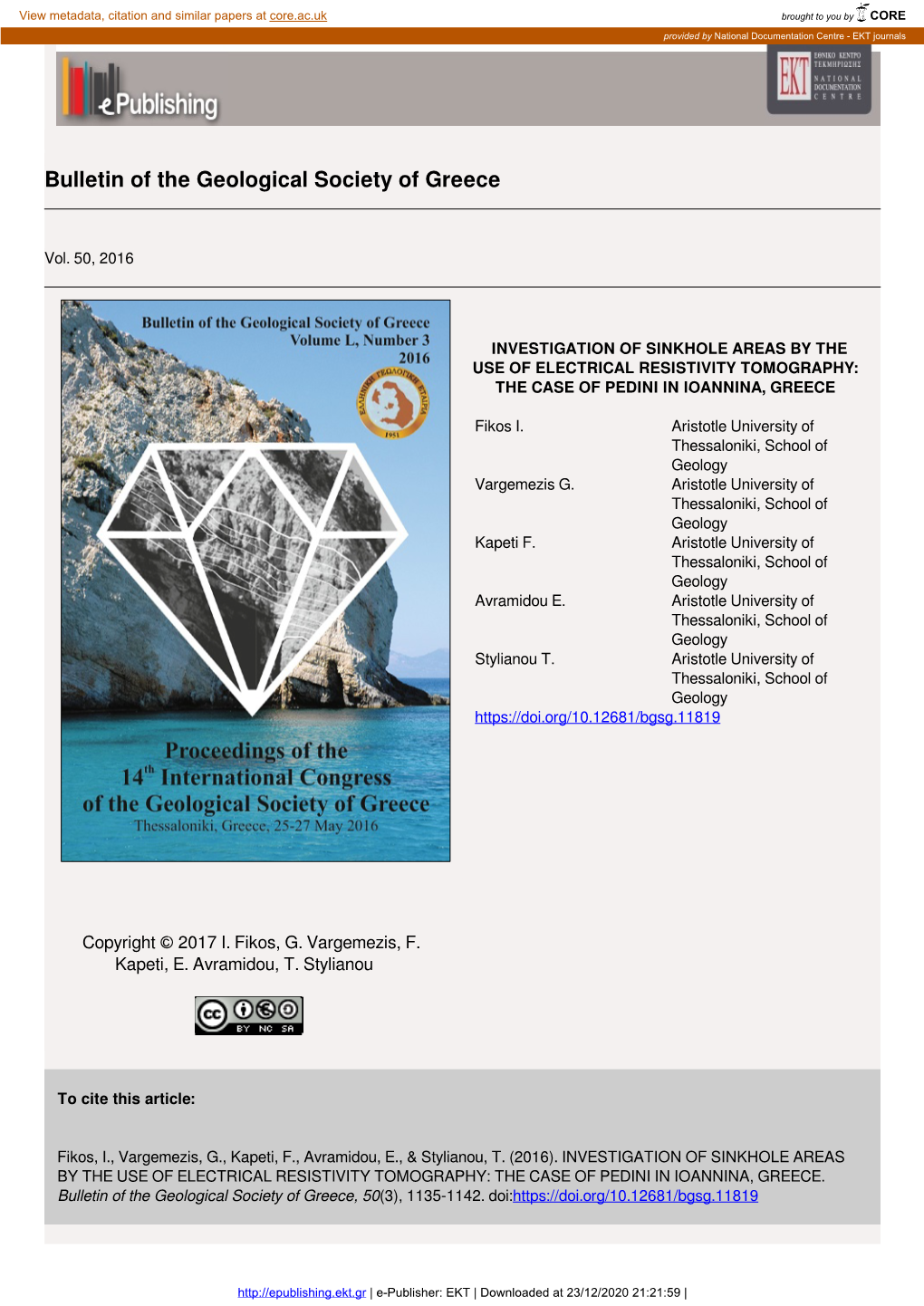 Bulletin of the Geological Society of Greece