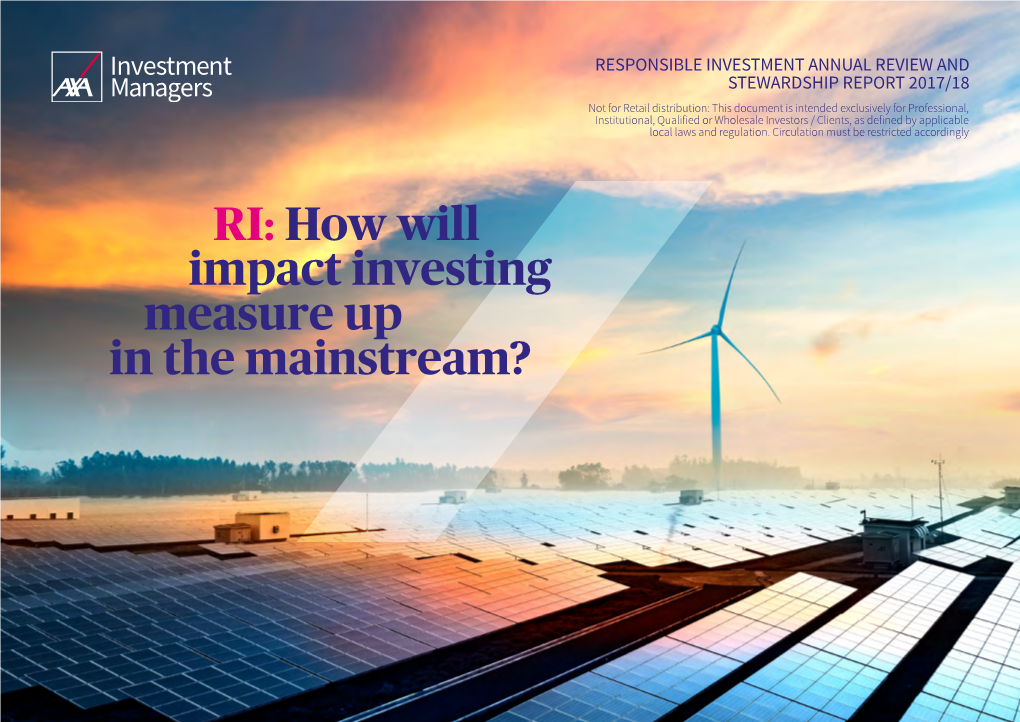 RI: How Will Impact Investing Measure up in the Mainstream? Introduction