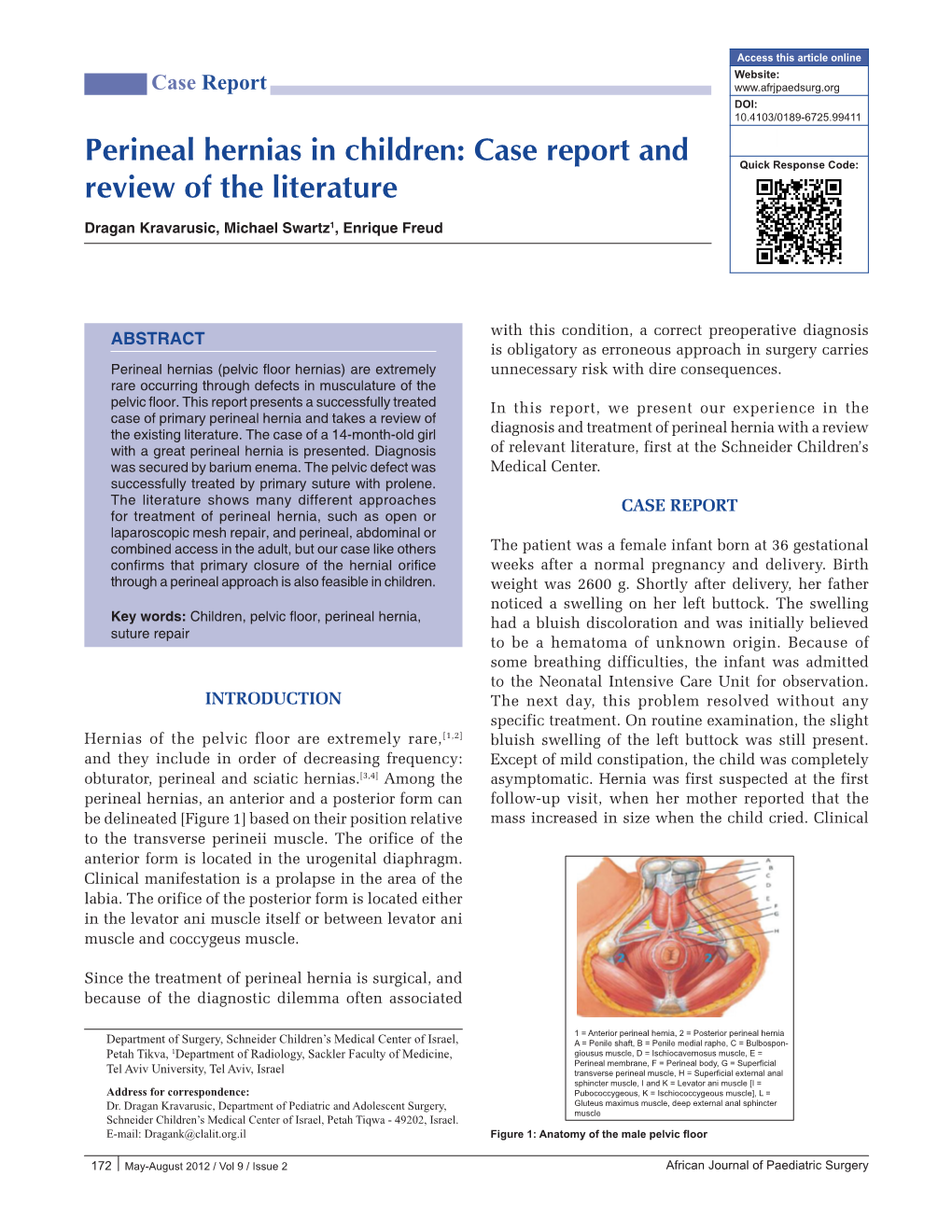 Perineal Hernias in Children: Case Report and Quick Response Code: Review of the Literature