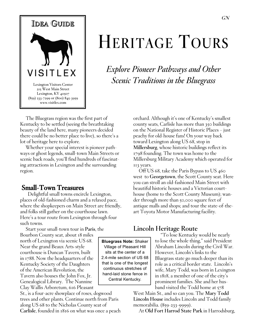Heritage Tours: Lexington, KY