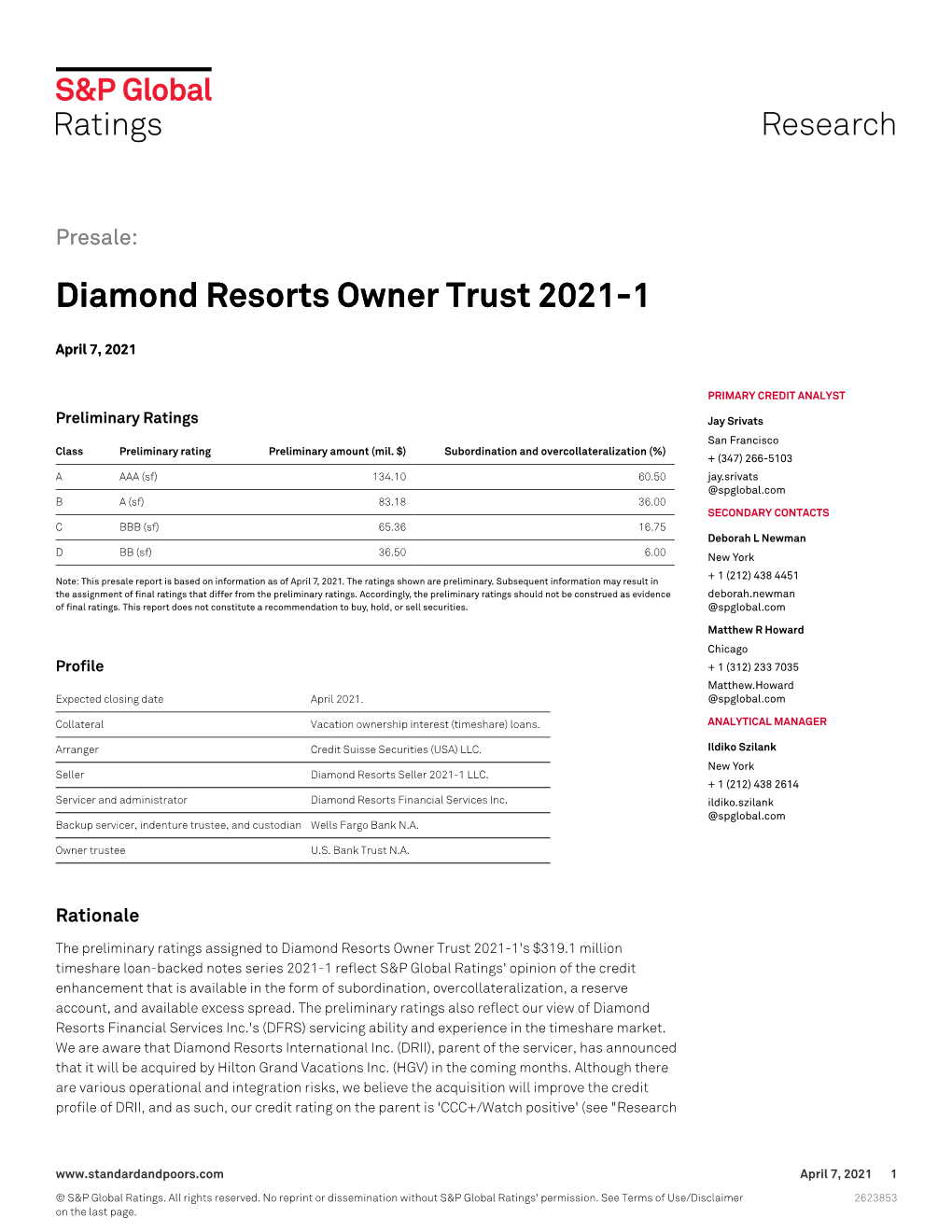 Diamond Resorts Owner Trust 2021-1