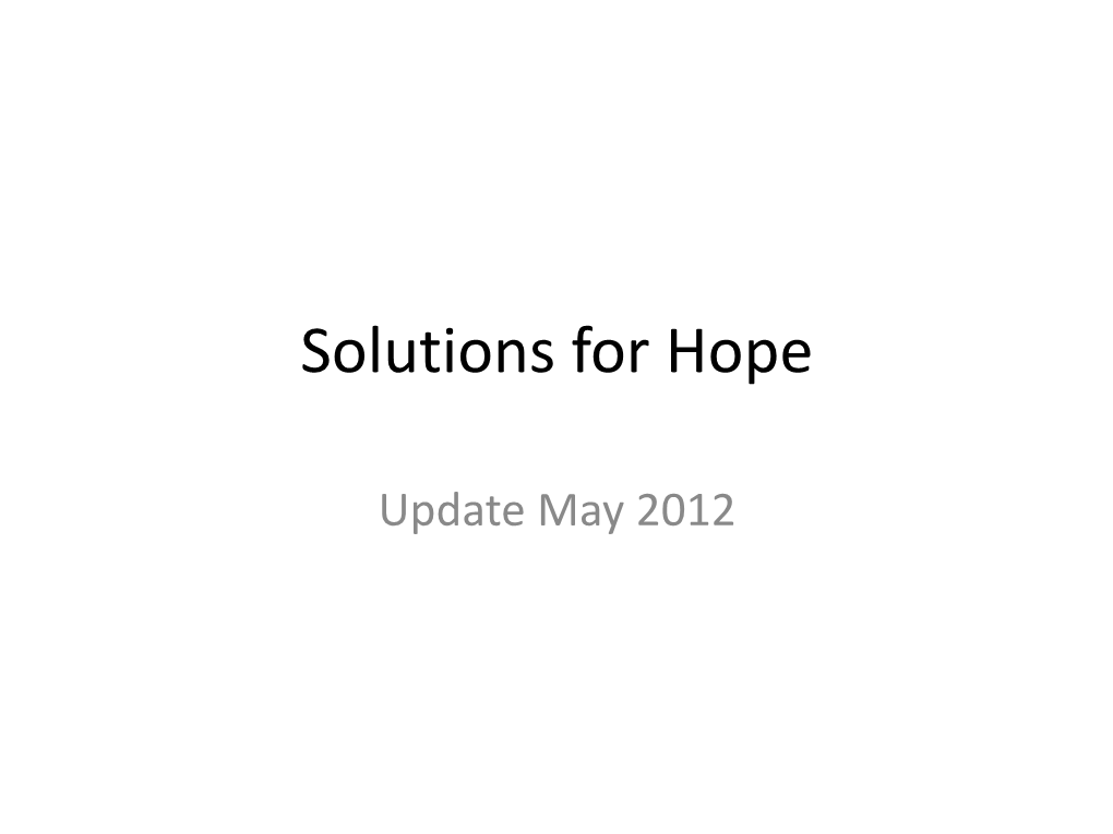 Solutions for Hope