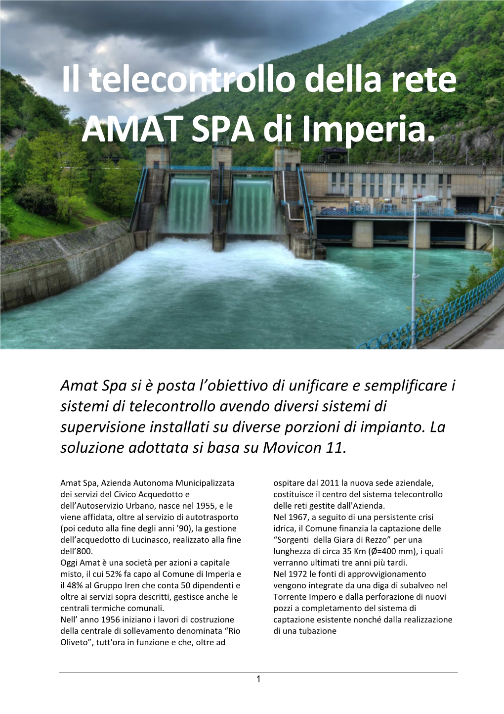 Il Telecontrollo Della Rete AMAT SPA Di Imperia