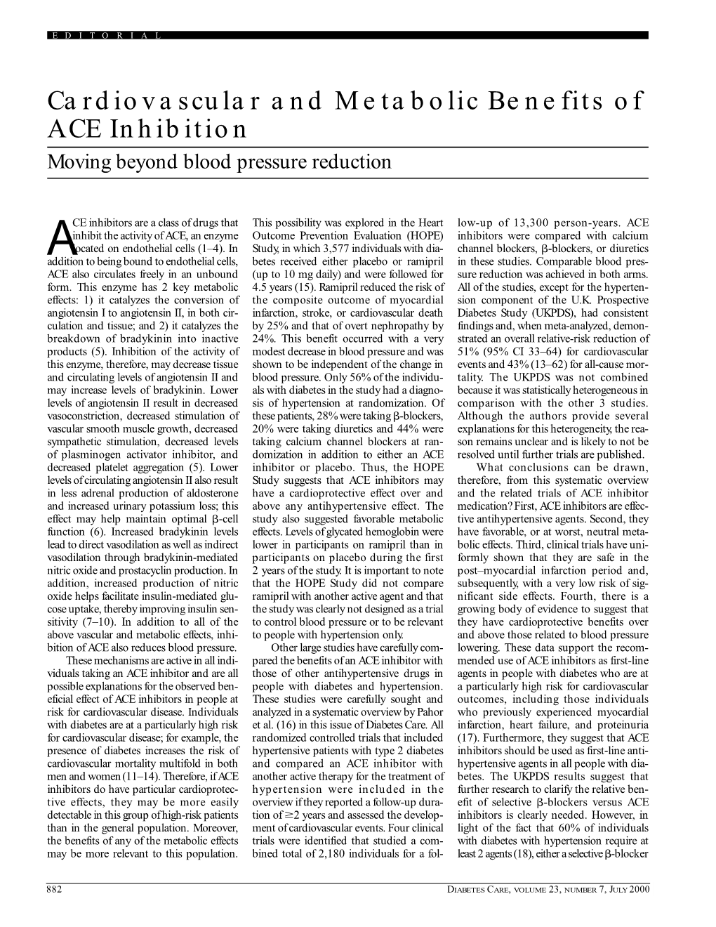 Cardiovascular and Metabolic Benefits of ACE Inhibition Moving Beyond Blood Pressure Reduction