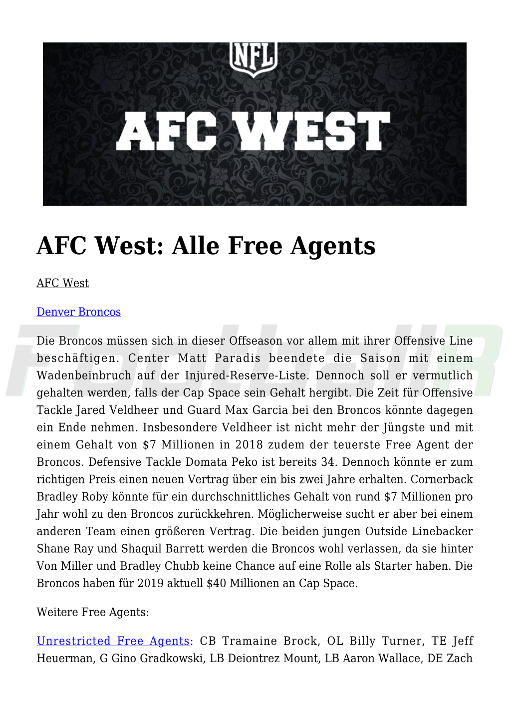 AFC West: Alle Free Agents