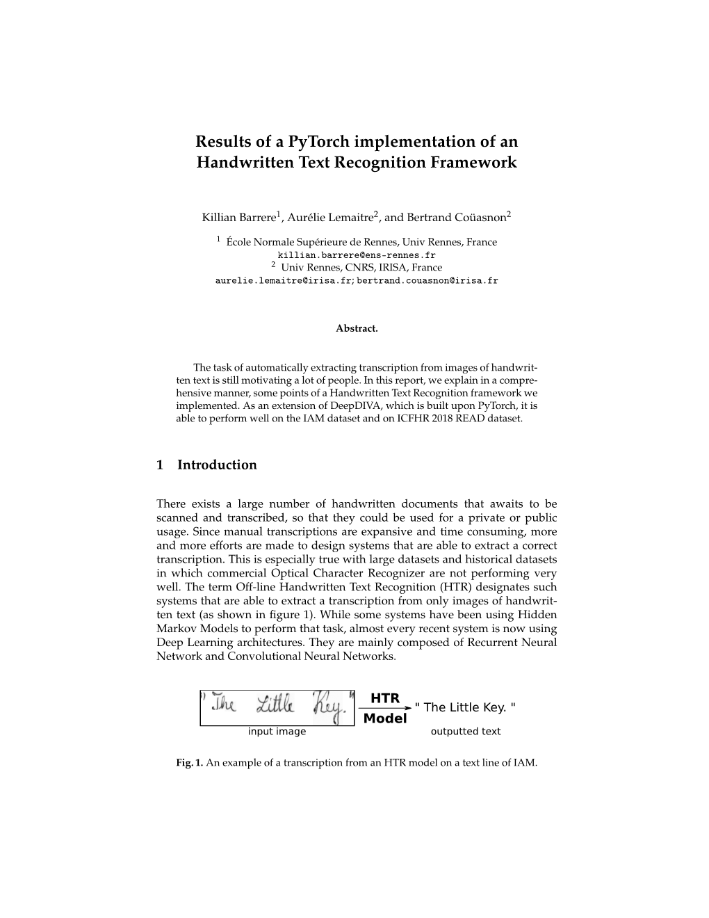 Results of a Pytorch Implementation of an Handwritten Text Recognition Framework