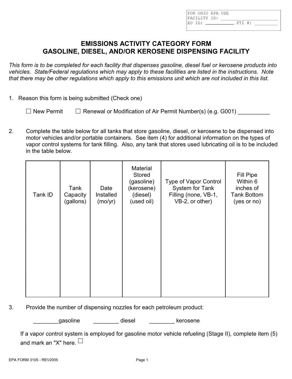 Gasoline, Diesel, And/Or Kerosene Dispensing Facility