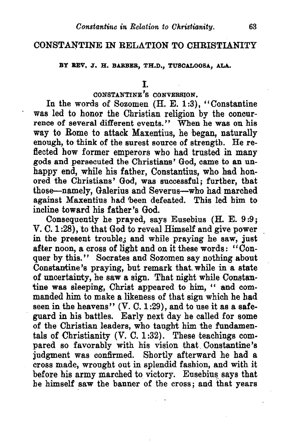 Constantine in Relation to Christianity