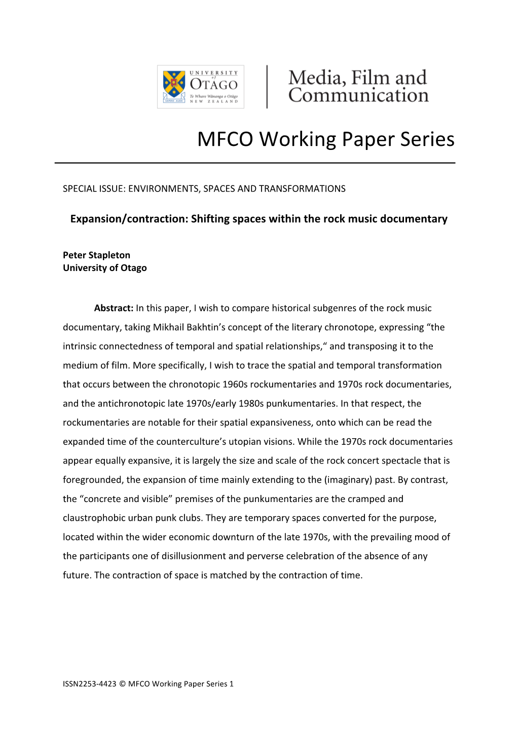 MFCO Working Paper Series