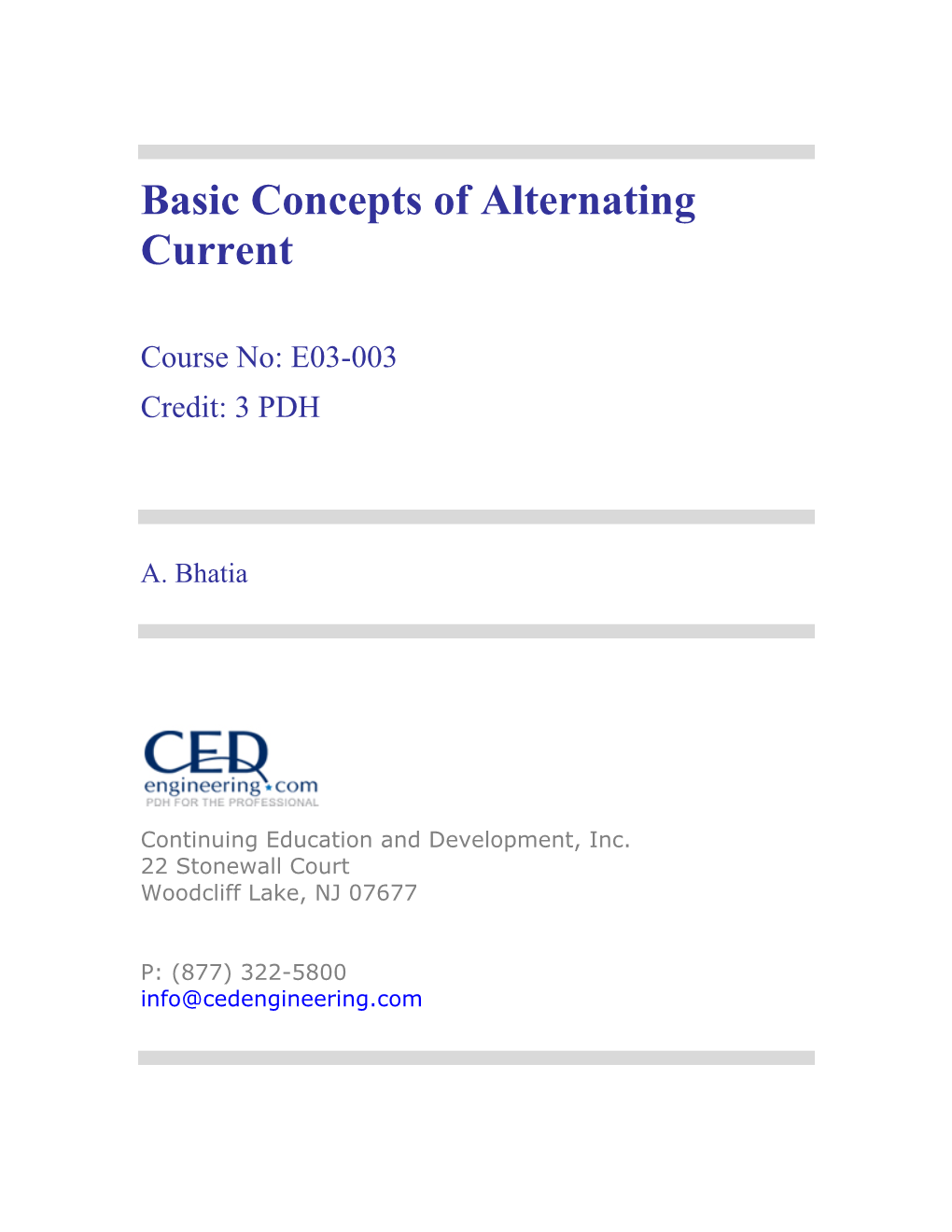 Basic Concepts of Alternating Current