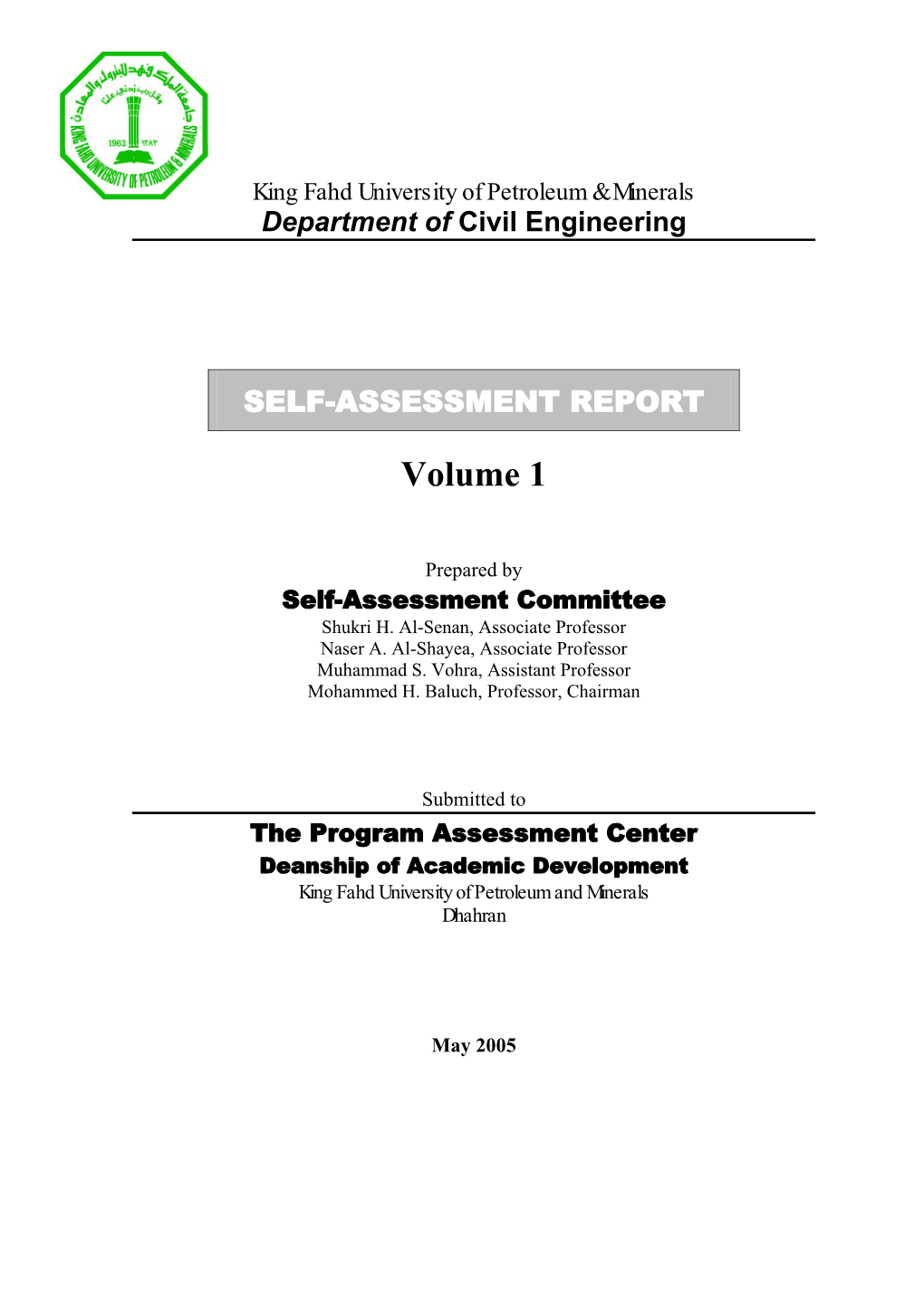 Self-Assessment Report