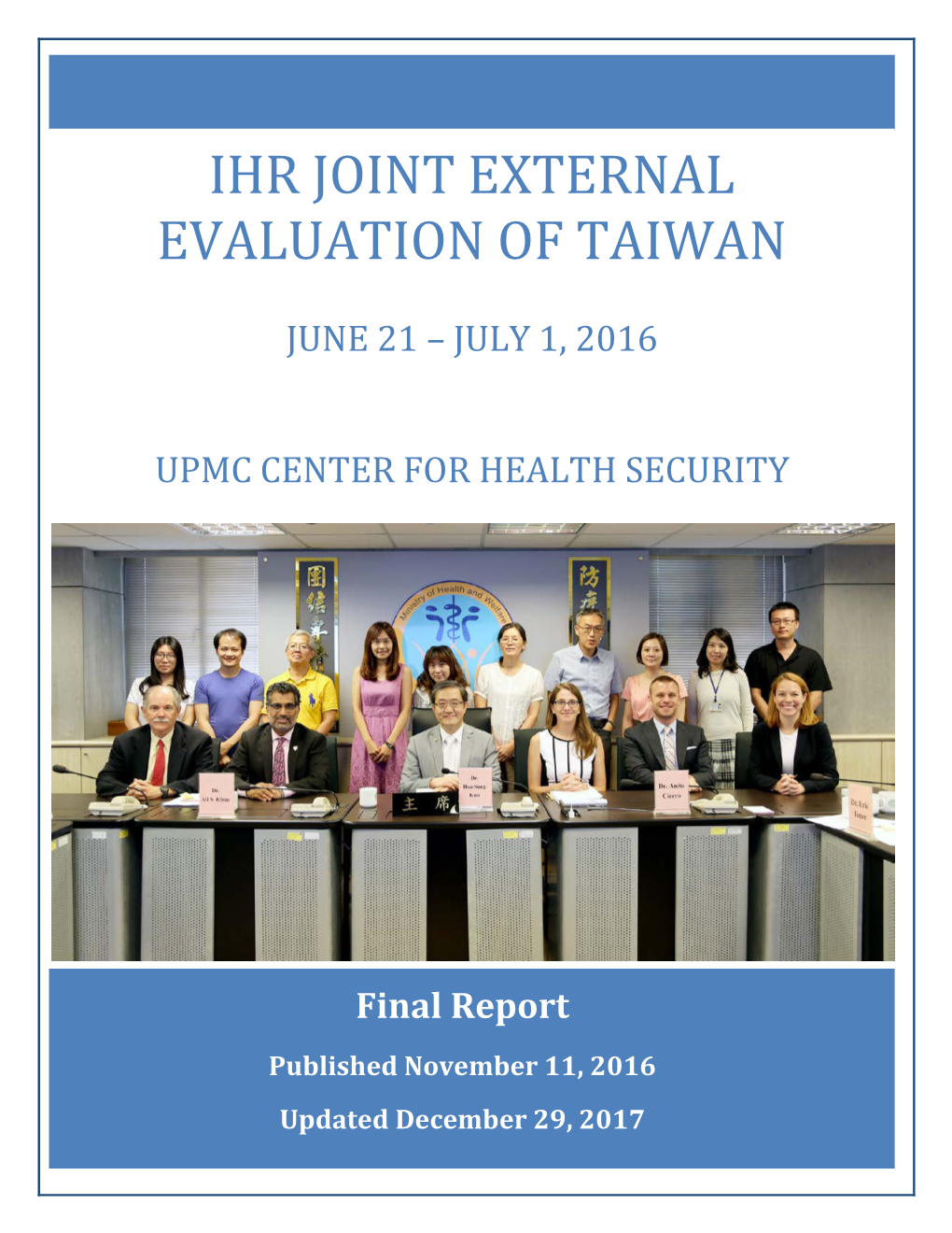 Ihr Joint External Evaluation of Taiwan