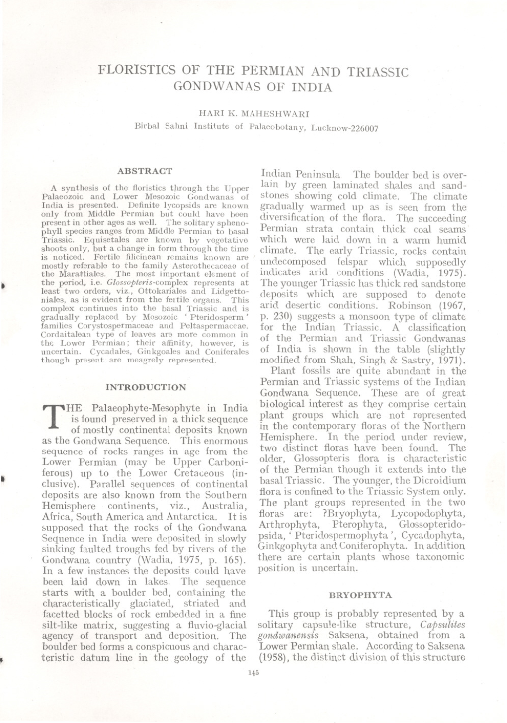 Floristics of the Permian and Triassic Gondwanas of India