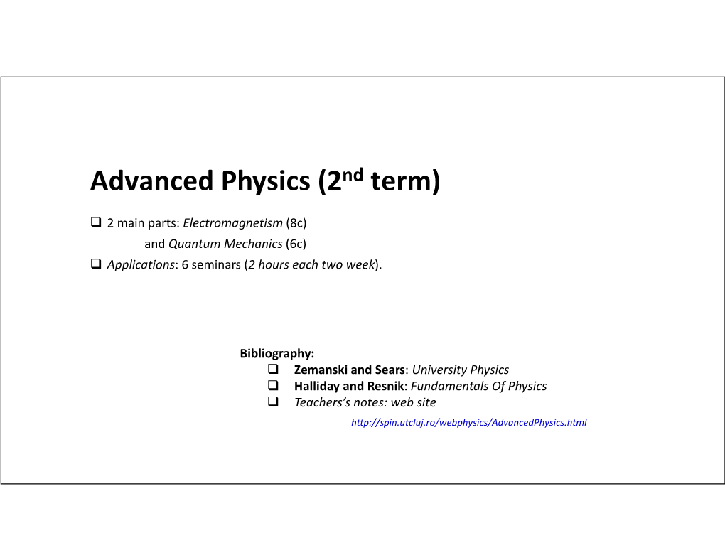 Advanced Physics (2Nd Term)