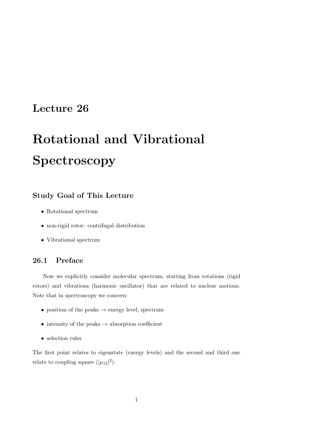 Rotational and Vibrational Spectroscopy