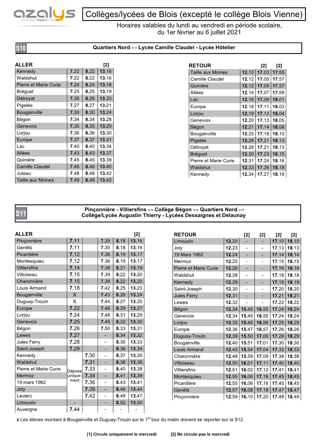 Horaires Lignes Secondaires 2020-2021 Au 01-02-2021.Pub