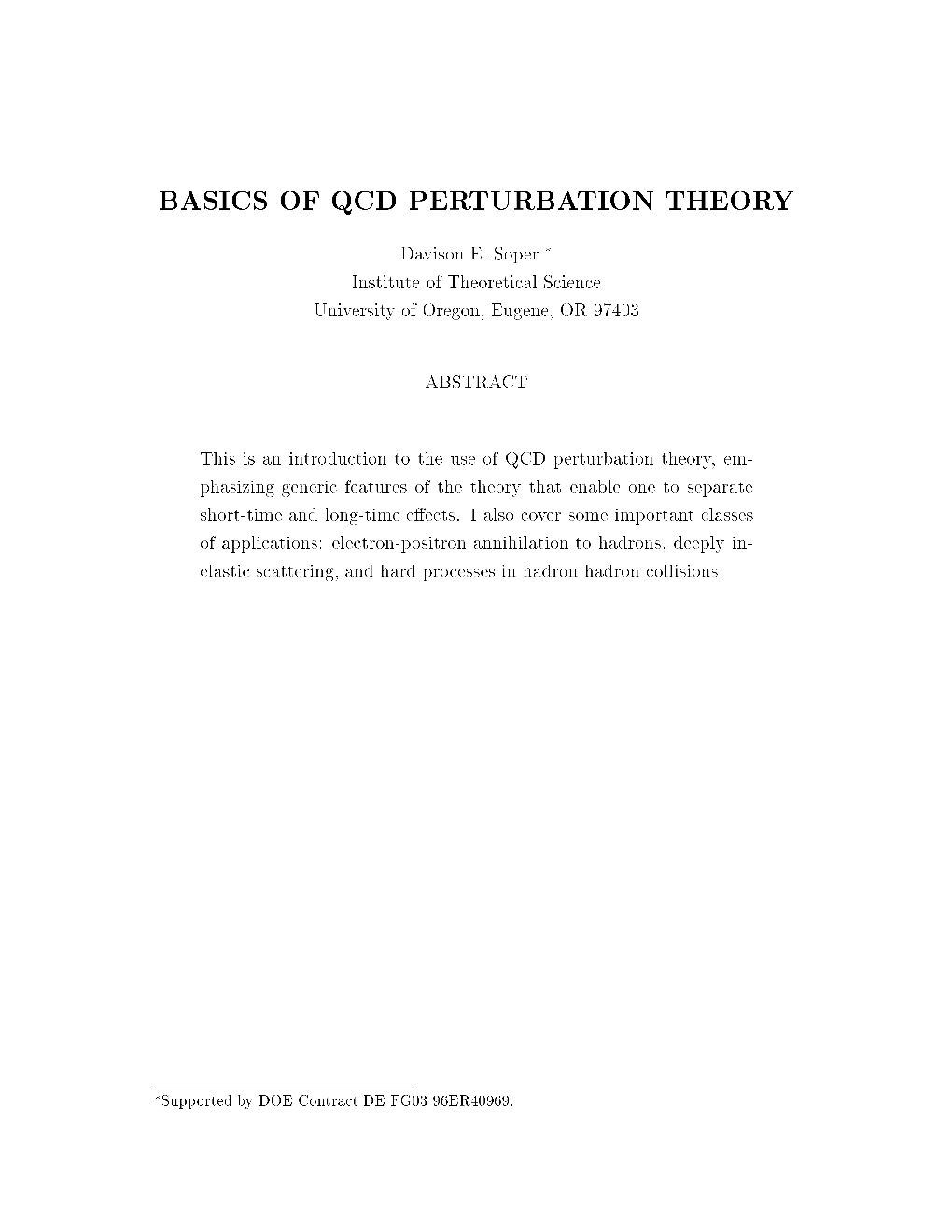 Basics of Qcd Perturbation Theory