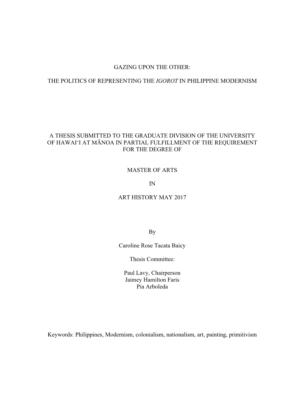 The Politics of Representing the Igorot in Philippine Modernism