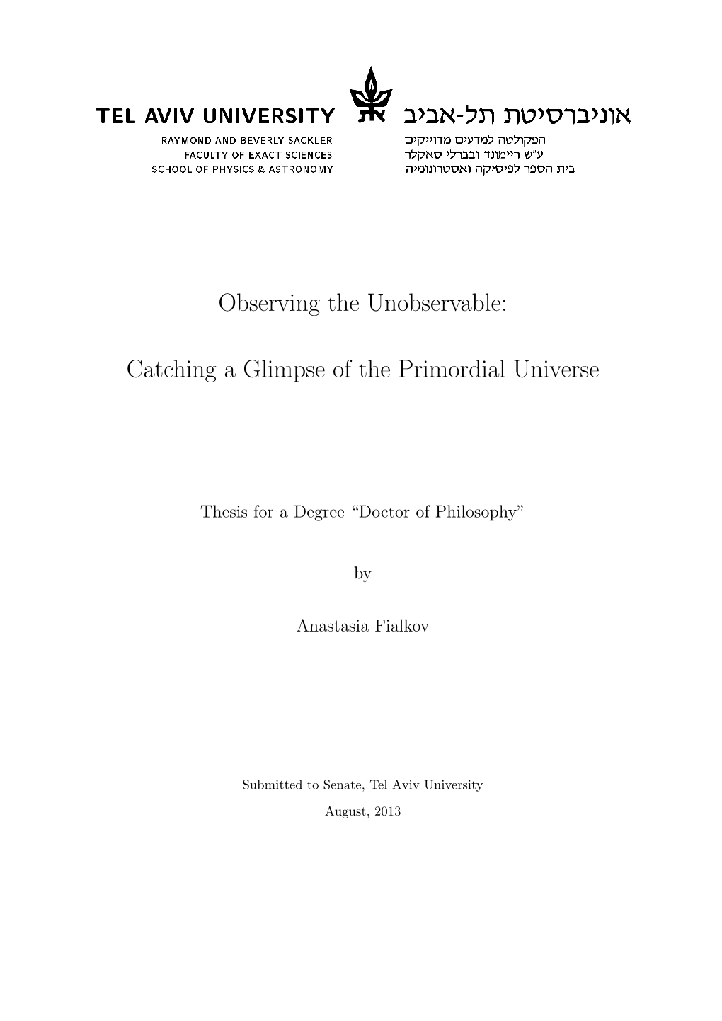 Phd. Thesis: "Observing the Unobservable: Catching a Glimpse of the Primordial Universe"