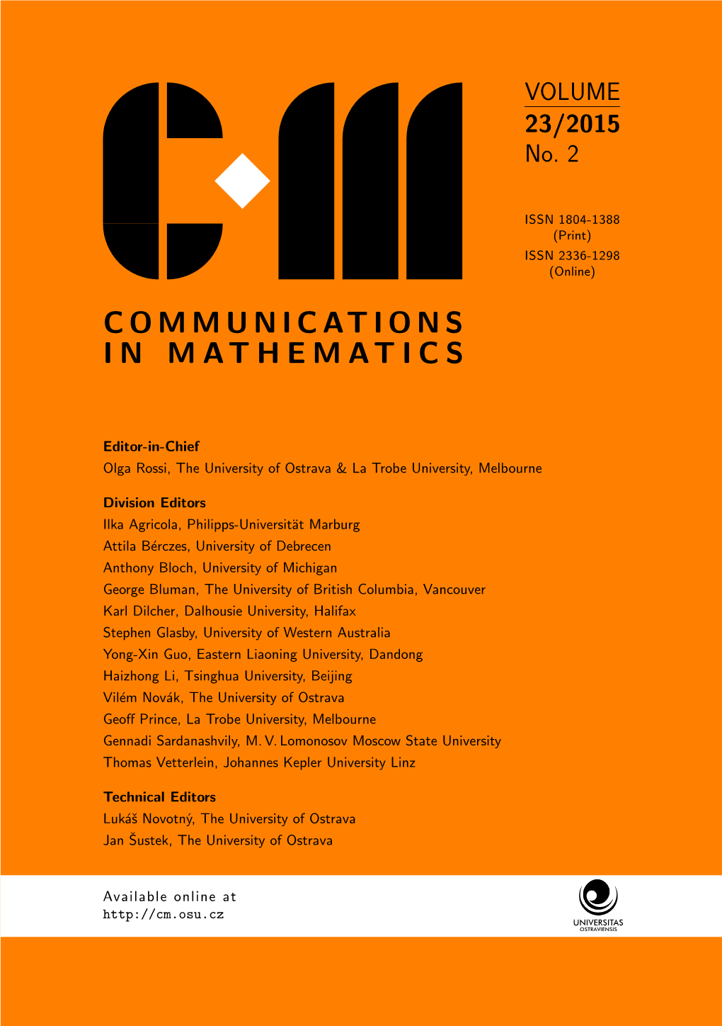 Communications in Mathematics 23 (2015) 101–112 Copyright C 2015 the University of Ostrava 101