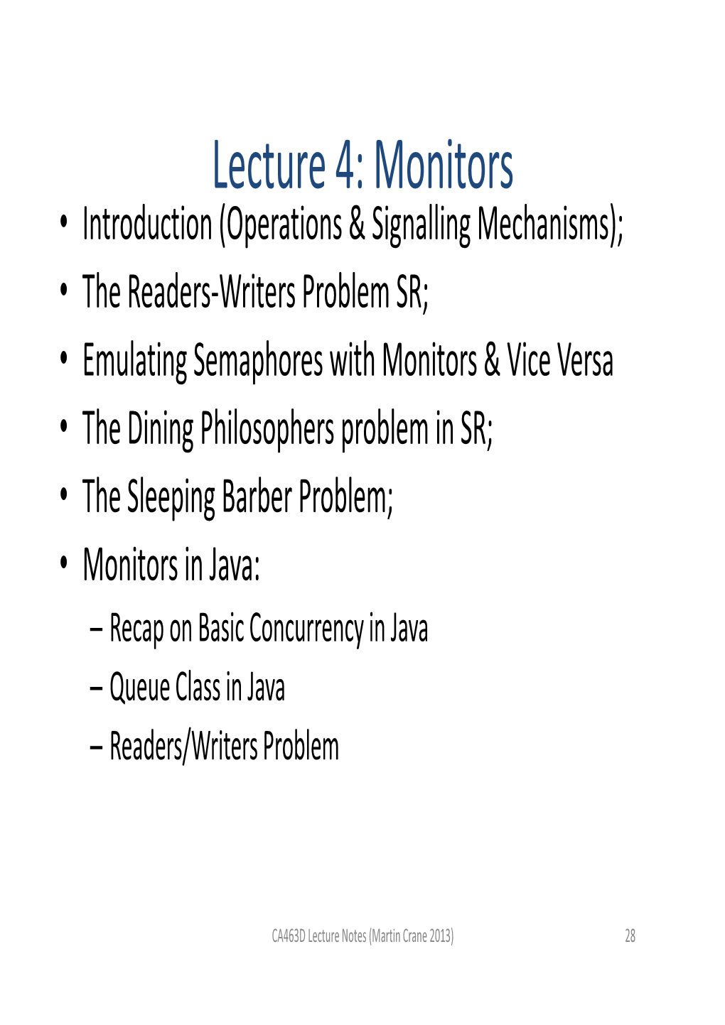 Lecture 4: Monitors