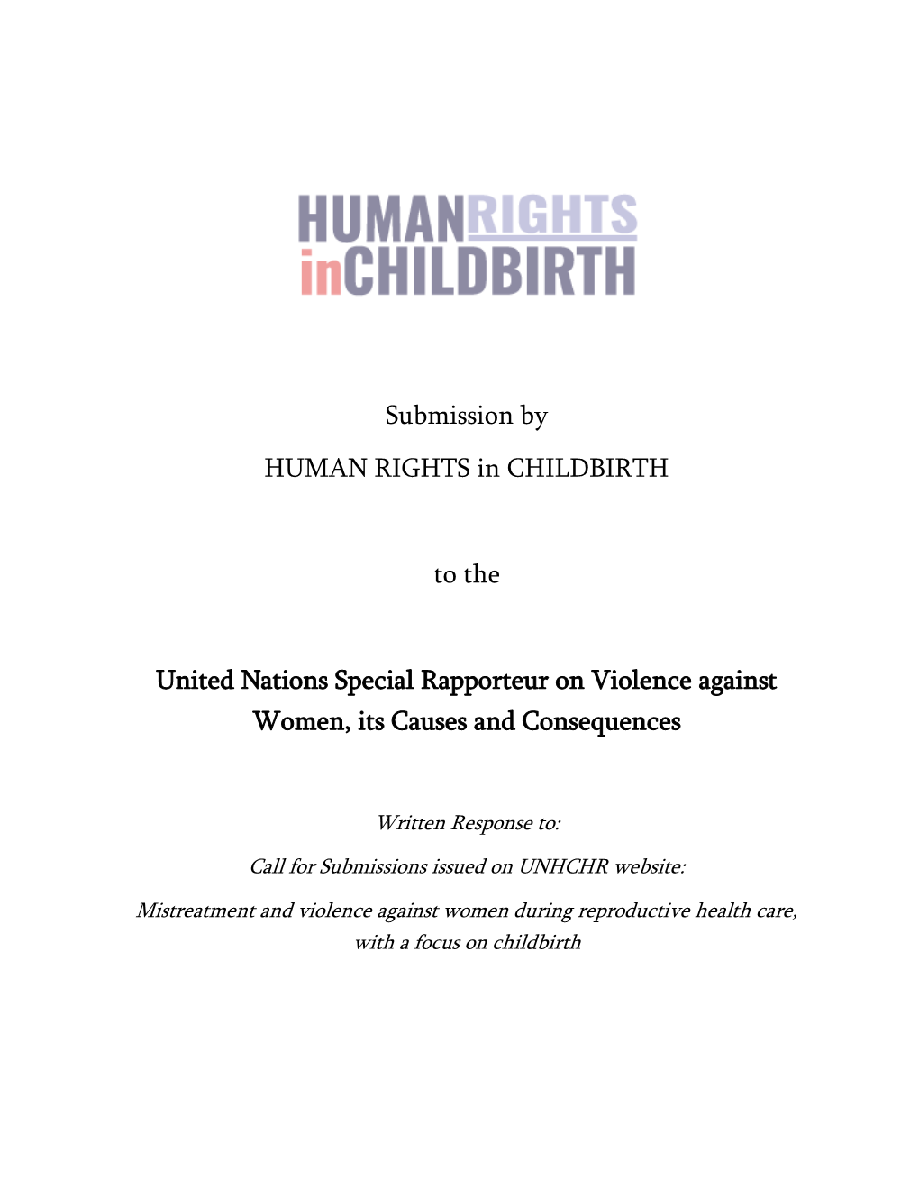 Human Rights in Childbirth (Hric)