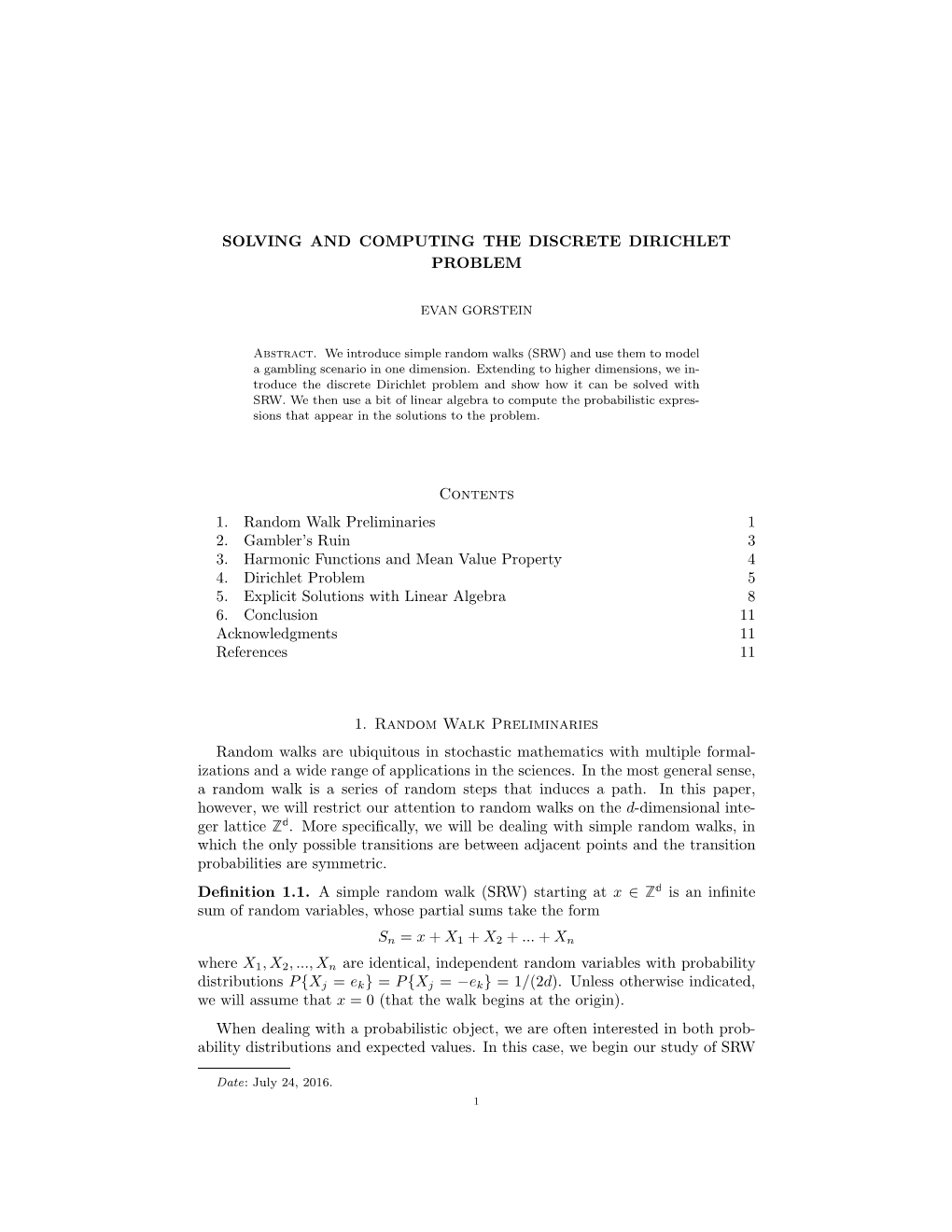 Solving and Computing the Discrete Dirichlet Problem