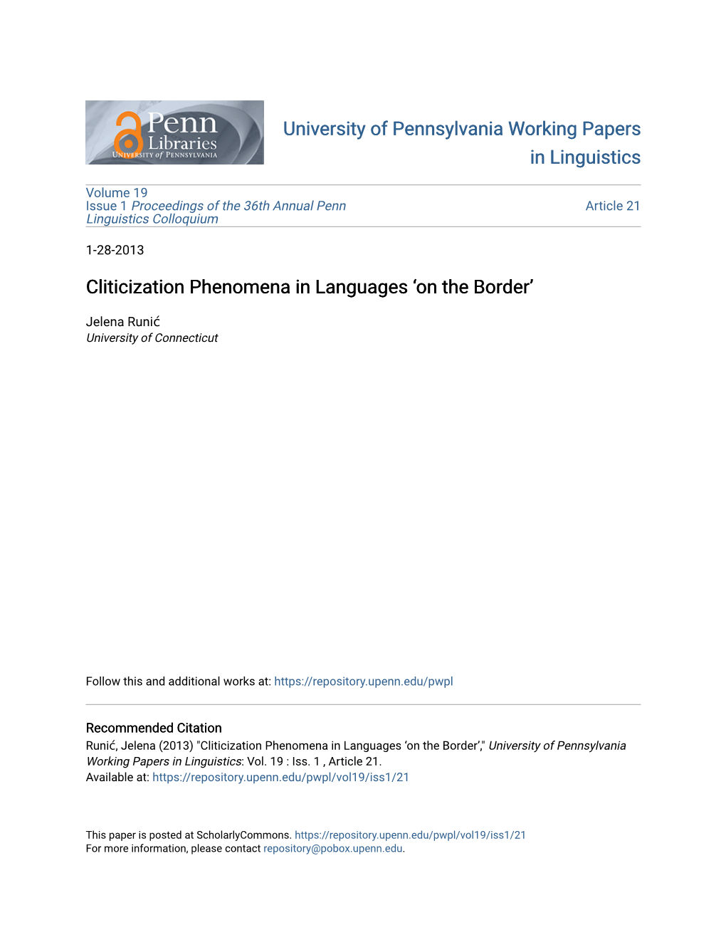 Cliticization Phenomena in Languages Â•Ÿon the Borderâ•Ž