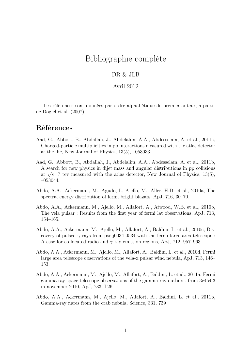 Bibliographie Complète