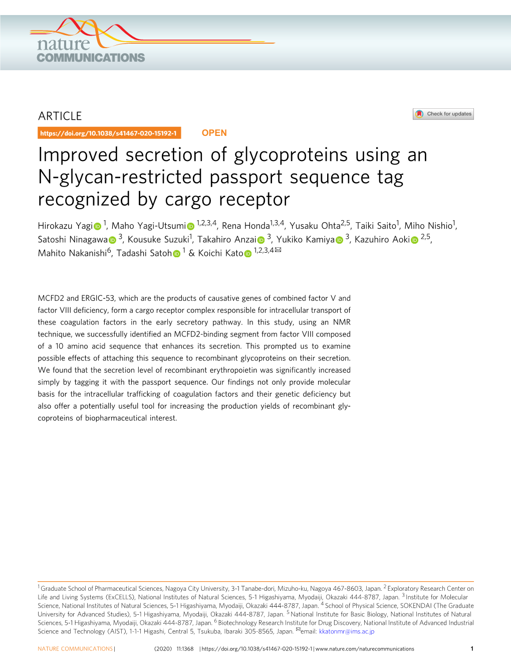 Improved Secretion of Glycoproteins Using an N-Glycan-Restricted Passport Sequence Tag Recognized by Cargo Receptor