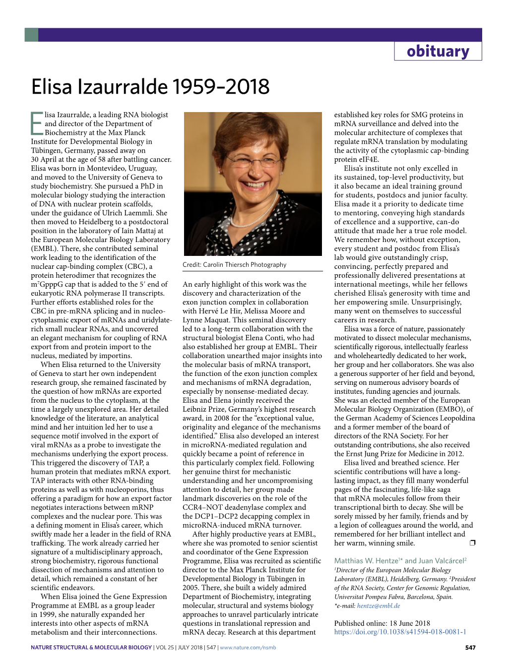 Elisa Izaurralde 1959–2018