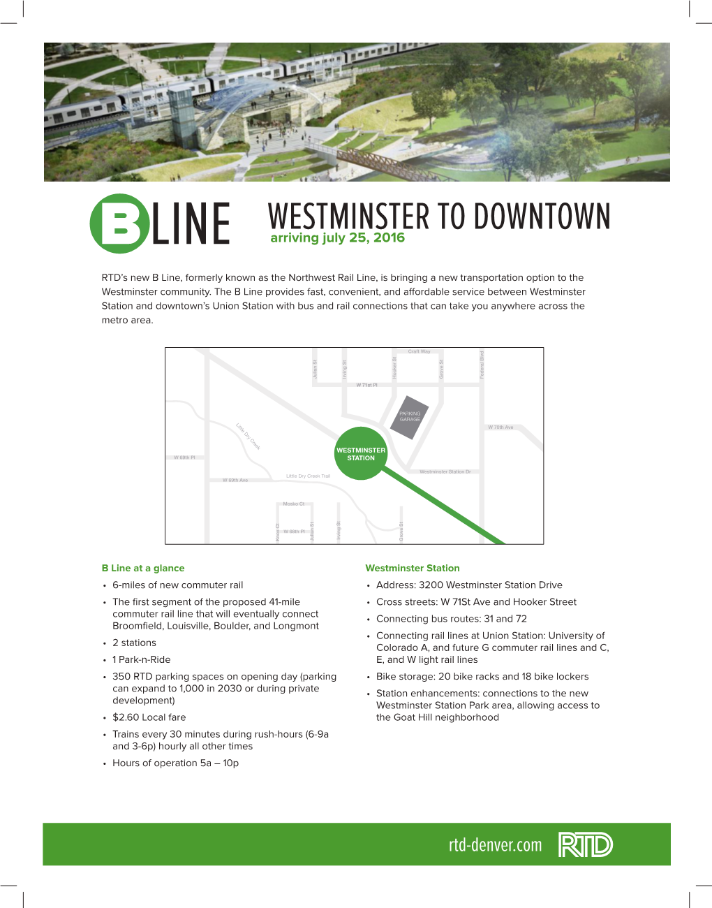 B Line, Formerly Known As the Northwest Rail Line, Is Bringing a New Transportation Option to the W 72Nd Ave W 72Nd Ave Westminster Community