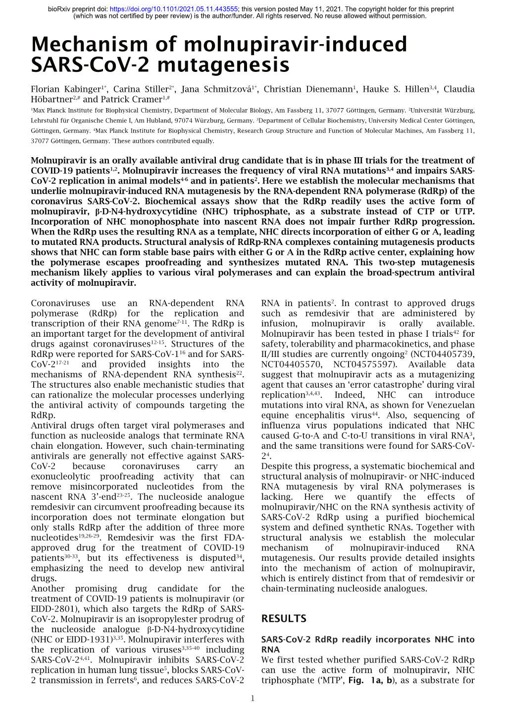 Mechanism of Molnupiravir-Induced SARS-Cov-2 Mutagenesis