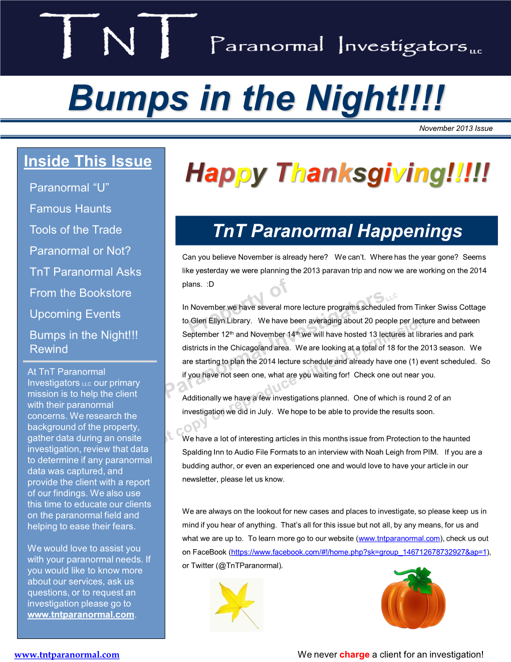 Bumps in the Night!!!! November 2013 Issue