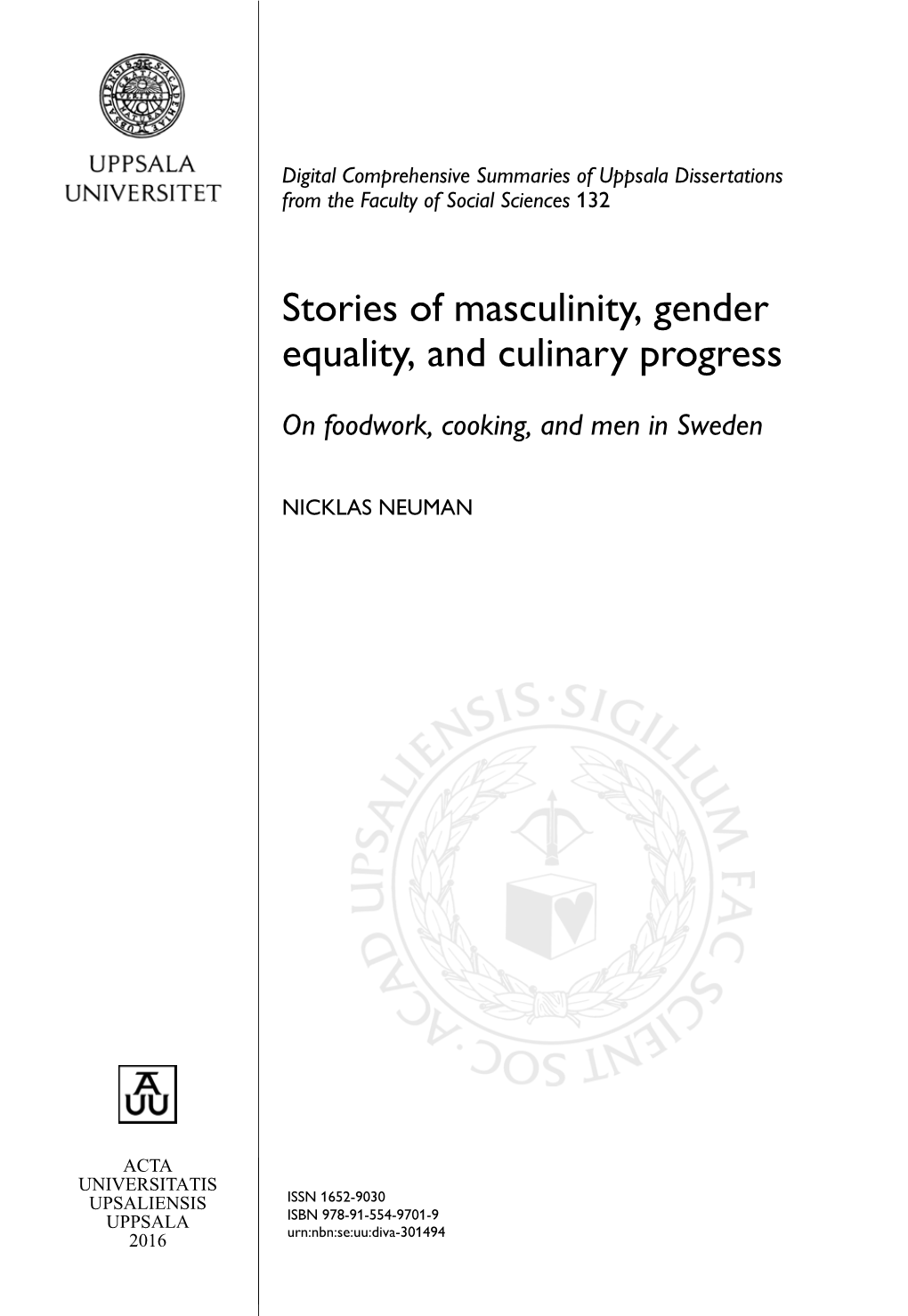 Stories of Masculinity, Gender Equality, and Culinary Progress