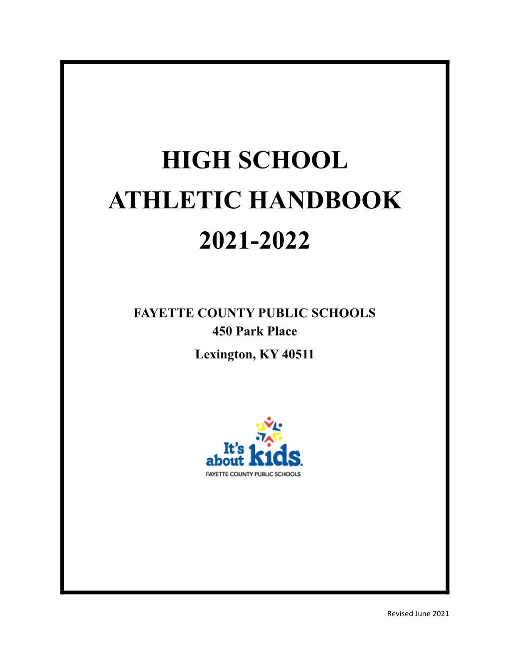 High School Athletic Handbook 2021-2022