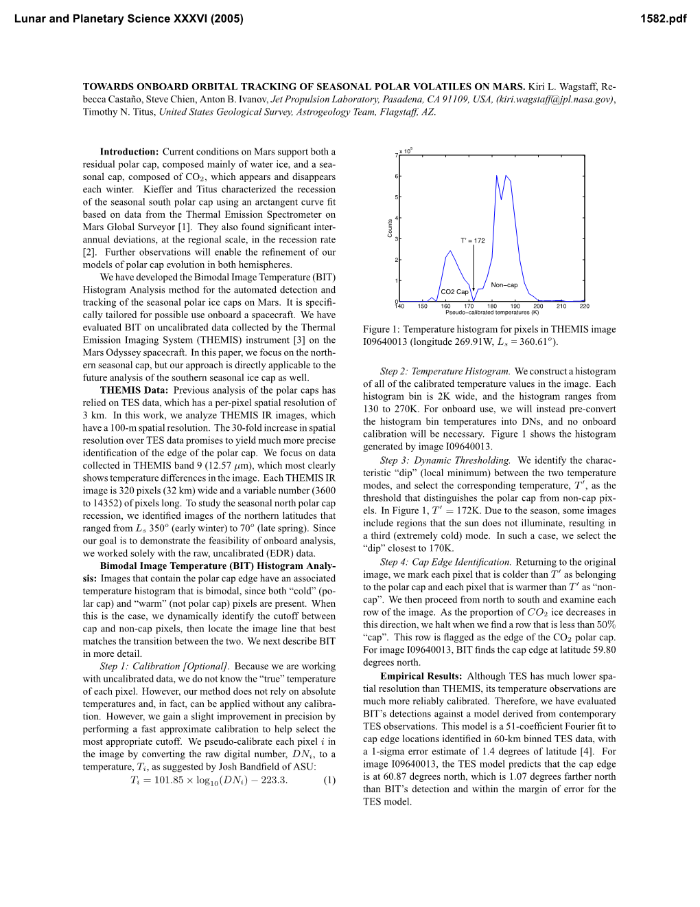 Towards Onboard Orbital Tracking of Seasonal Polar Volatiles on Mars