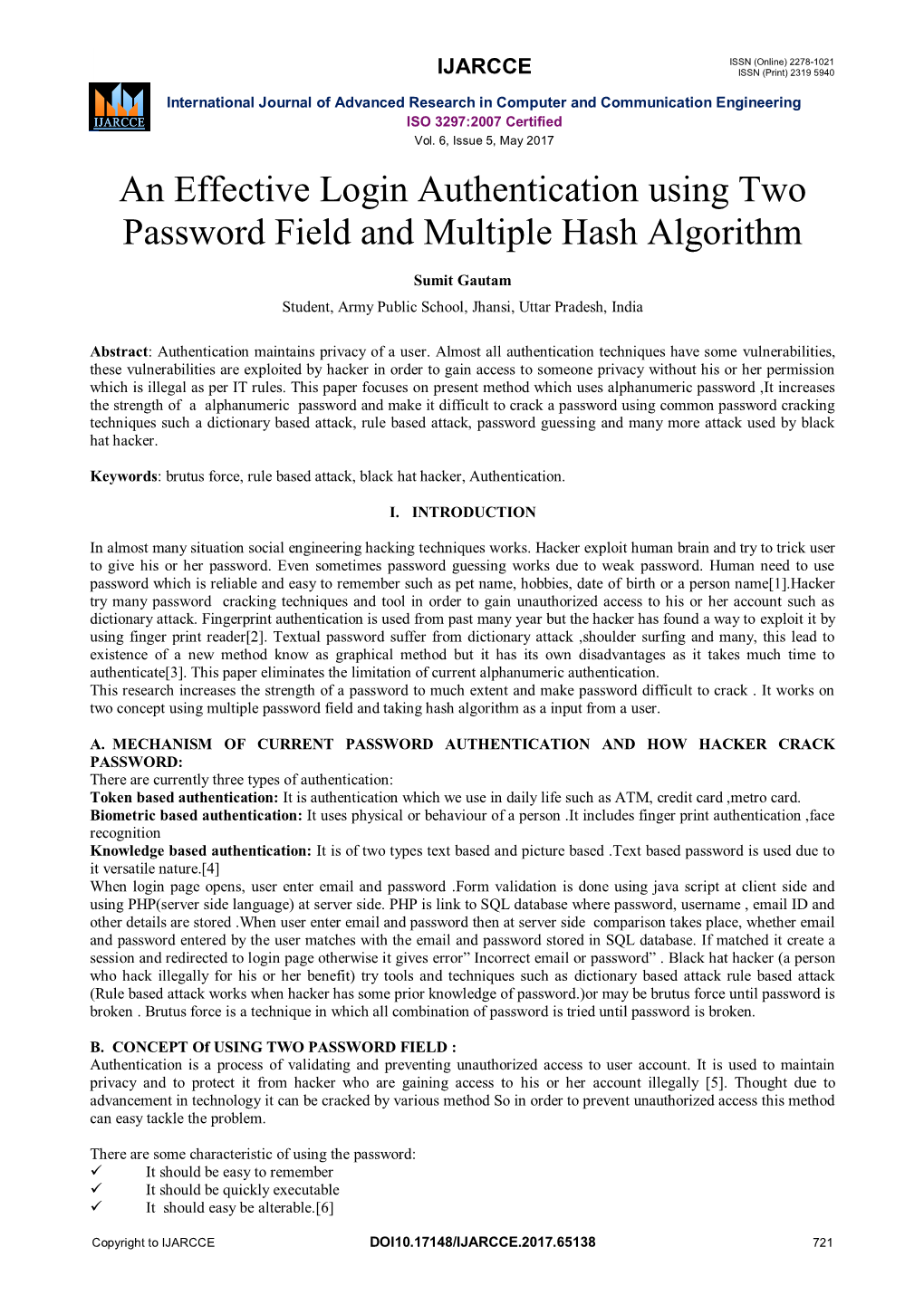 An Effective Login Authentication Using Two Password Field and Multiple Hash Algorithm