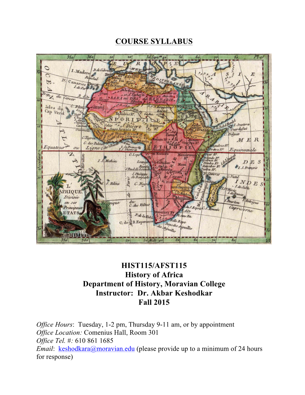 COURSE SYLLABUS HIST115/AFST115 History of Africa