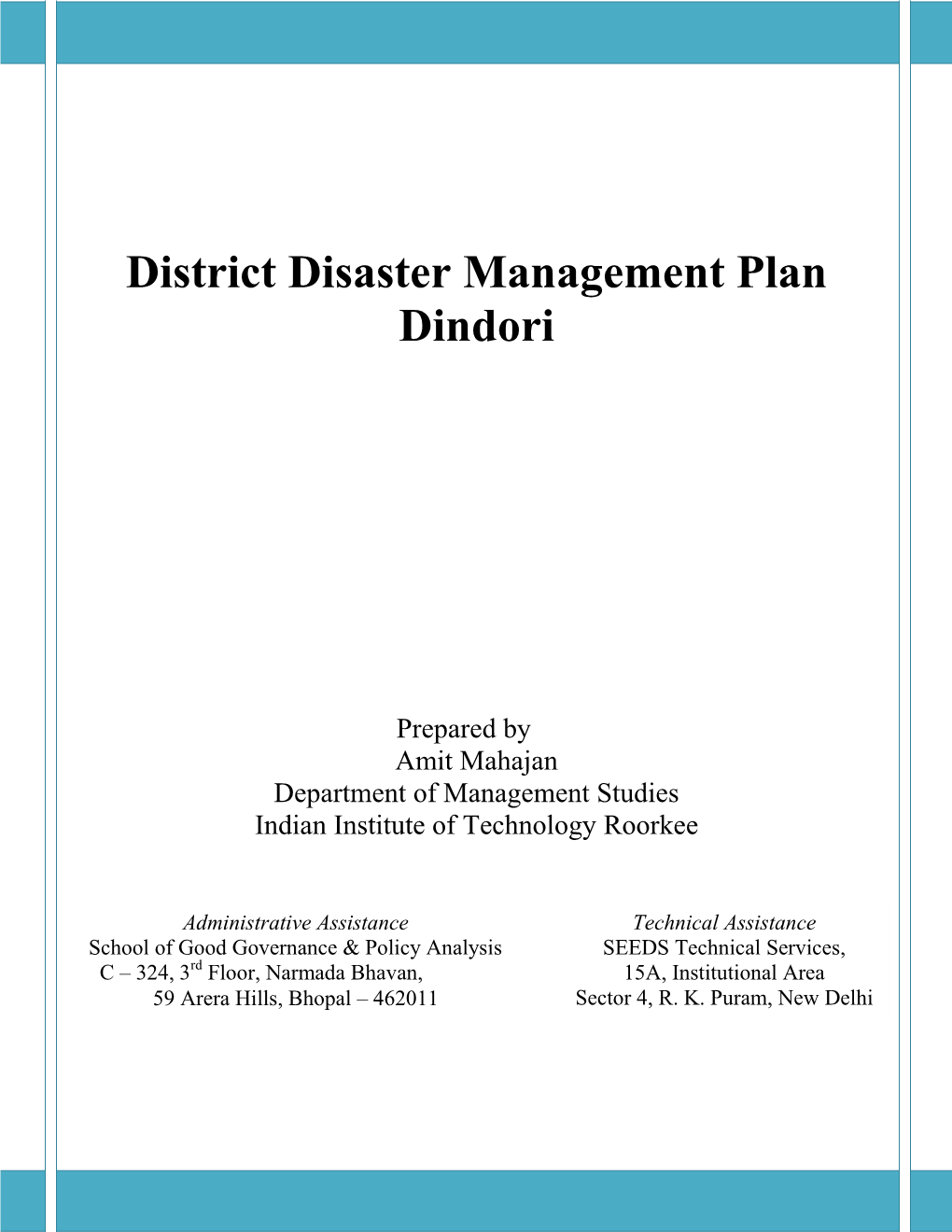 District Disaster Management Plan Dindori