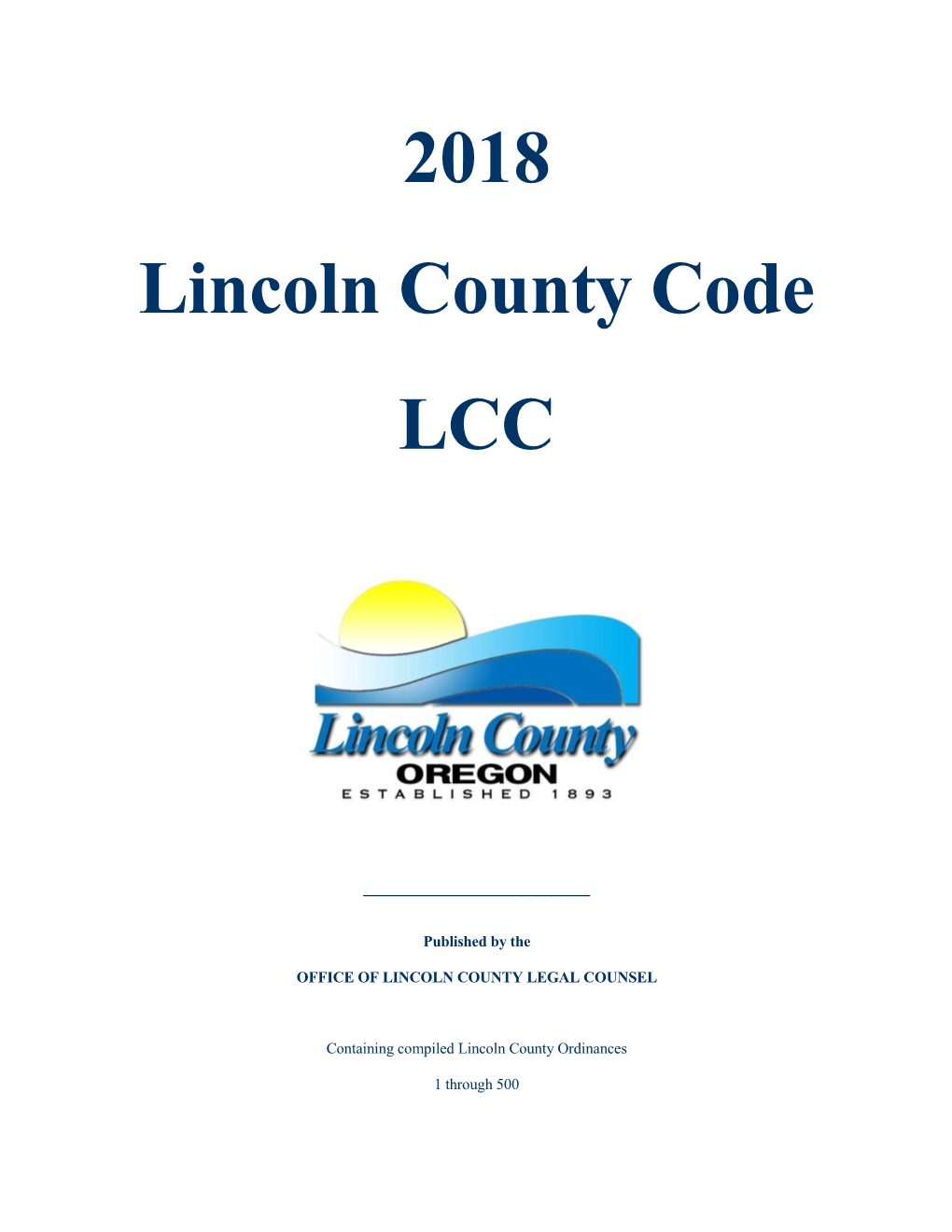 2018 Lincoln County Code (LCC)