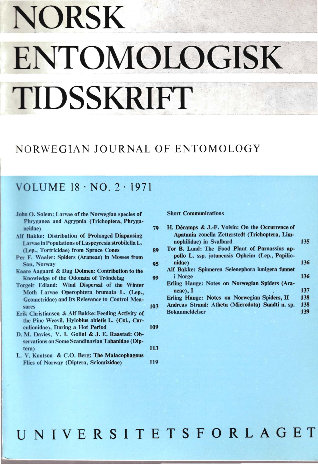 Norsk Entomologisk Tidsskrift