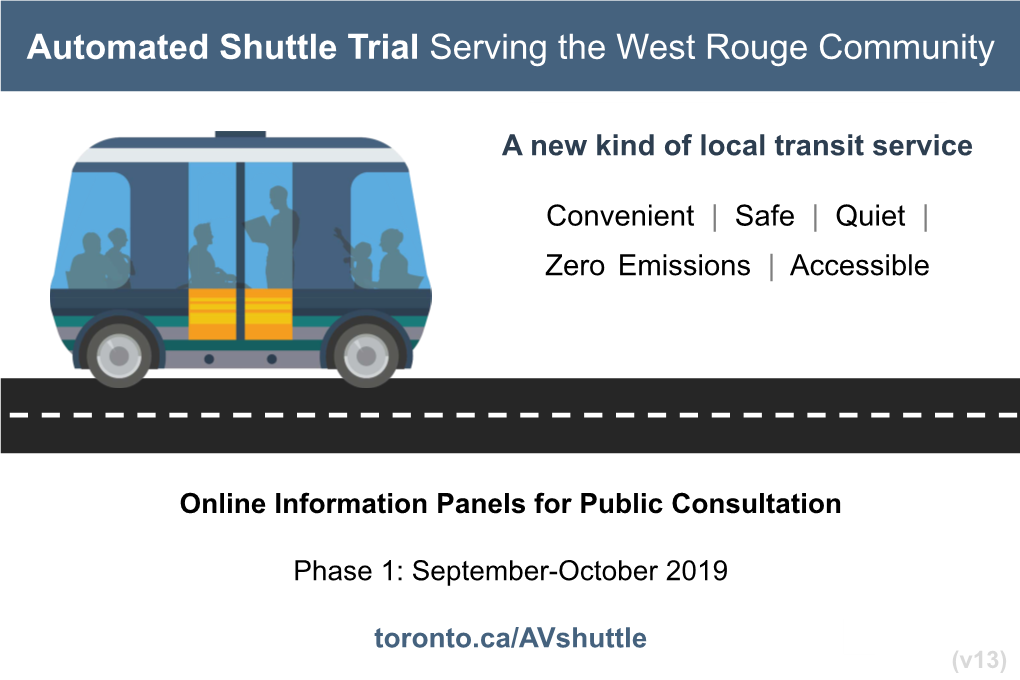 Automated Shuttle Trial Serving the West Rouge Community