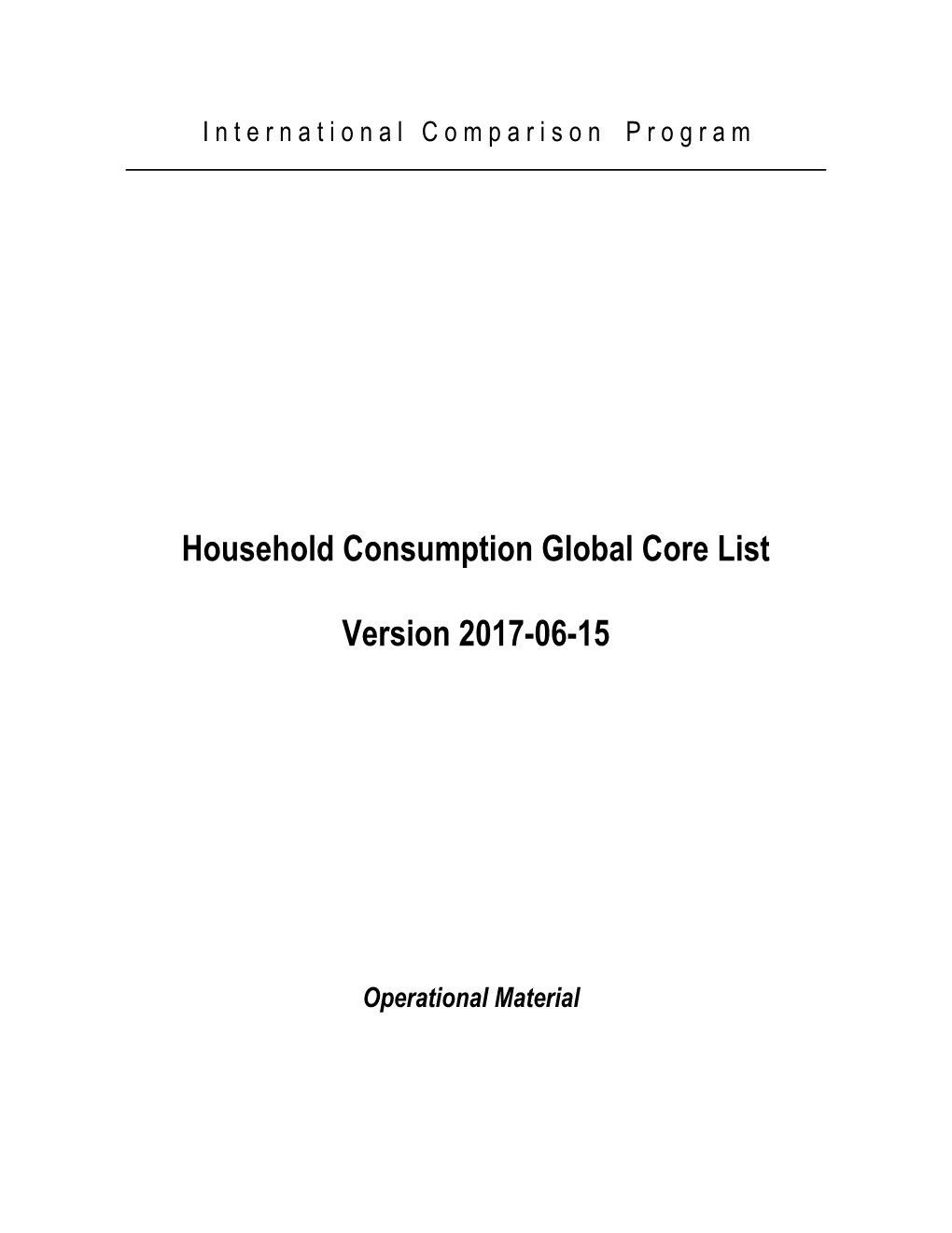 Household Consumption Global Core List Version 2017-06-15