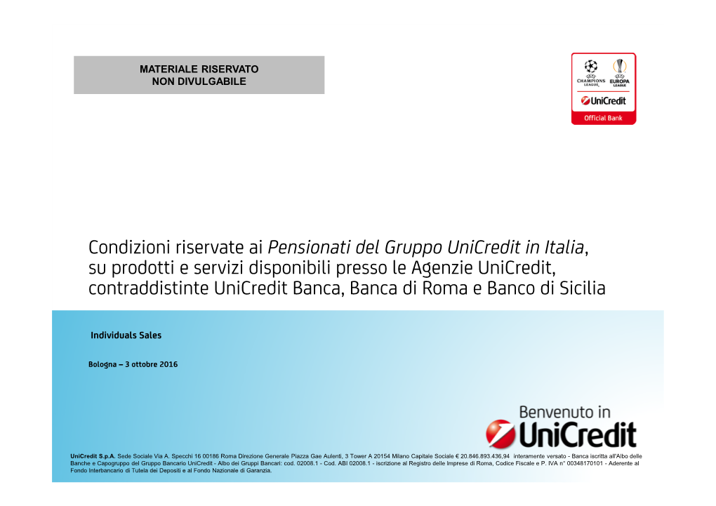 Condizioni Riservate Ai Pensionati Del Gruppo Unicredit in Italia, Su