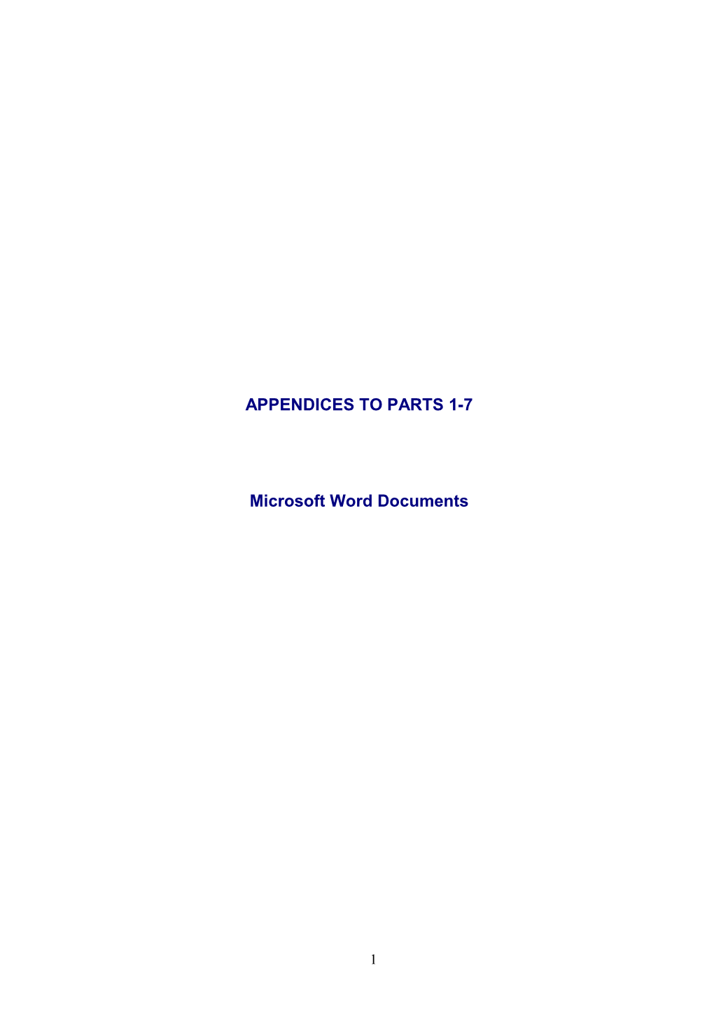 Appendices to Parts 1-7